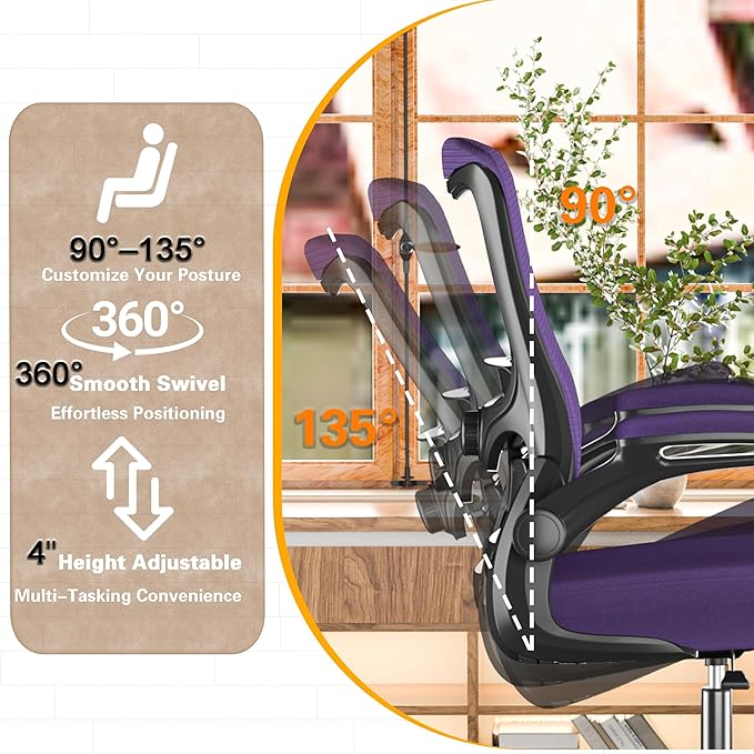 Ergonomic Office Chair - High Back Desk Chair with Adjustable Lumbar Support, Breathable Mesh Back, 330LBS Capacity, Easy Assembly, for Home Office Executive Computer Task