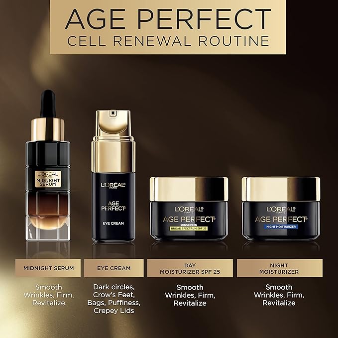 LOreal Paris Age Perfect Cell Renewal Anti-Aging Day Moisturizer with Broad Spectrum SPF 25 Sunscreen,Antioxidants,and Vitamin E 1.7oz,(Pack of 2)