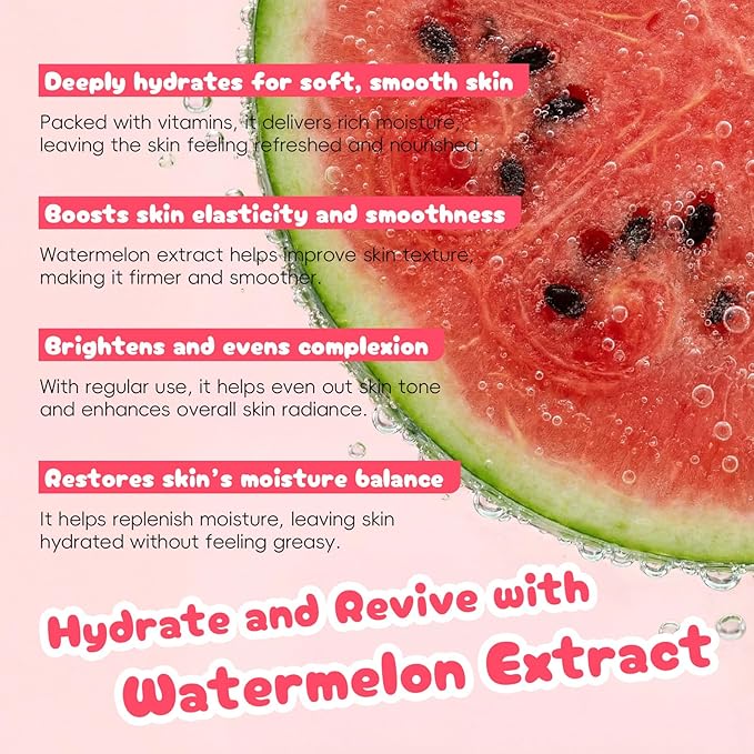Watermelon Glow Facial Toner – Hydrating Toner for Hydrating, Moisturizing, Soothing, Refreshes and Energizes Tired Skin - Clean - Skin Texture, Pore Care & Barrier Support with Glycerin, Watermelon