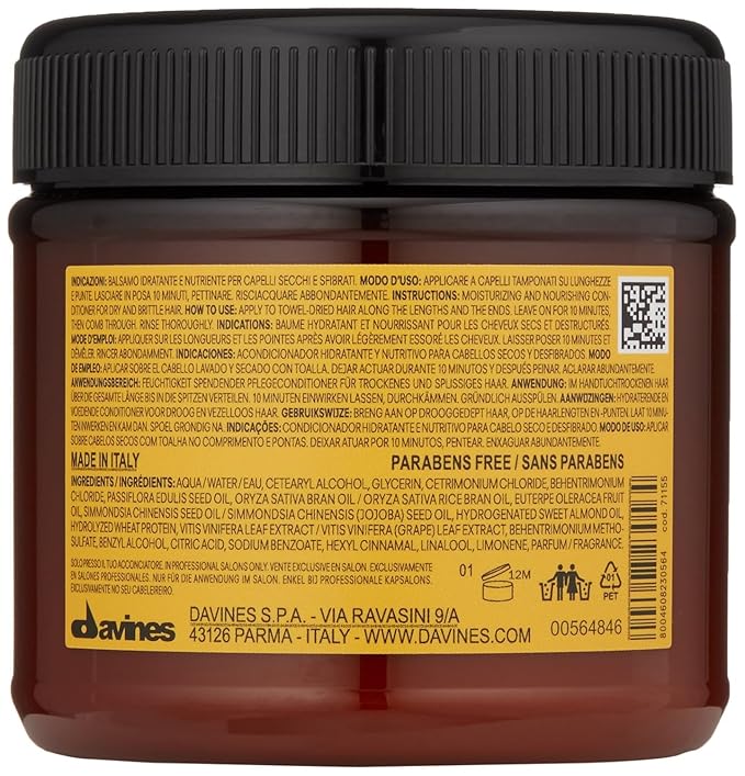 Davines Naturaltech Nourishing Vegetarian Miracle Conditioner, Restructuring & Hydrating for Dry & Damaged Hair - With Vegetal Keratin - Deeply Moisturizes Dry Hair, 8.45 Fl Oz