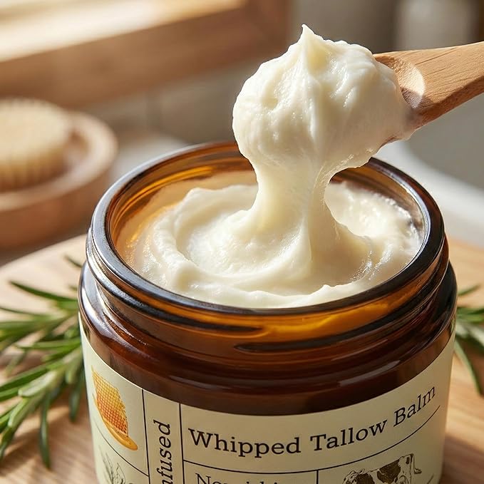 2PCS Beef Tallow for Skin, Grass-Fed Beef Tallow Balm with Raw Honey, Whipped Tallow Face & Body Cream, Natural Moisturizing Tallow Balm, Hydrating Organic Skin Care for Dry, Sensitive & Mature Skin