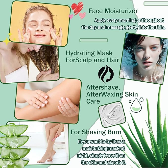 Moisturizing Gel for Face & Body,Non-sticky Gel After Sun Aloe Lotion Skin Care,Fast Absorbing Long Lasting Refreshing Hydrating Face Moisturizer for All Skin Types G