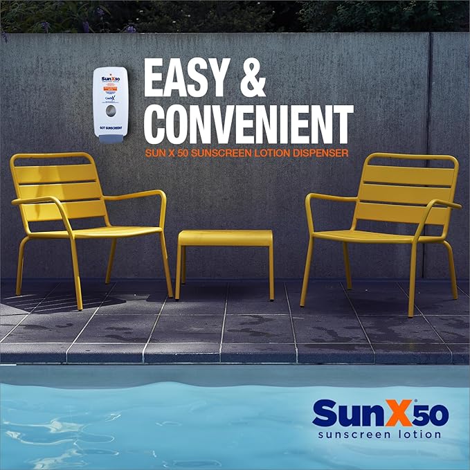 CoreTex Sun X 50 750mL Sunscreen Lotion Bladder & Wall Mount Dispenser - Paraben, Oxybenzone, Octinoxate, & Oil Free - Broad Spectrum (UVA/UVB) Sunscreen - Water Resistant Up to 80 Minutes