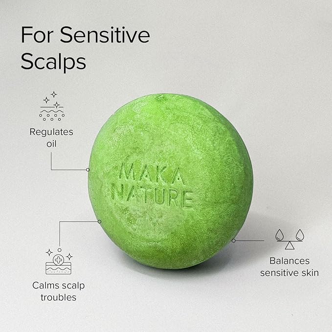 Maka Nature Rosemary Shampoo Bar for Sensitive Scalp, Gentle Solid Shampoo Bar for Balanced Scalp Care, Vegan Korean Shampoo Bar, pH Balanced Hair Care, Eco Friendly Plastic Free, 3.35 oz
