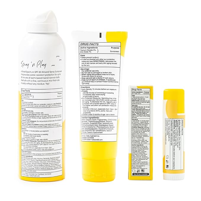 Tubby Todd Face and Body Mineral Protection Sunscreen Kit for Baby, Toddler and Kids - The Sun Bundle - Sunscreen Lotion 4 Fl Oz, Sunscreen Spray 6 Fl Oz and Sunstick 0.5 Oz - Fragrance-Free