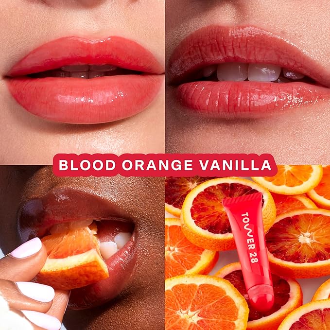 Tower 28 LipSoftie Tinted Lip Balm Treatment - Hydrating Glossy Balm + Overnight Lip Mask with Jojoba Oil + Shea Butter - Sweet, Cushiony Formula for Smooth, Soft Lips - Blood Orange Vanilla (0.38 oz)