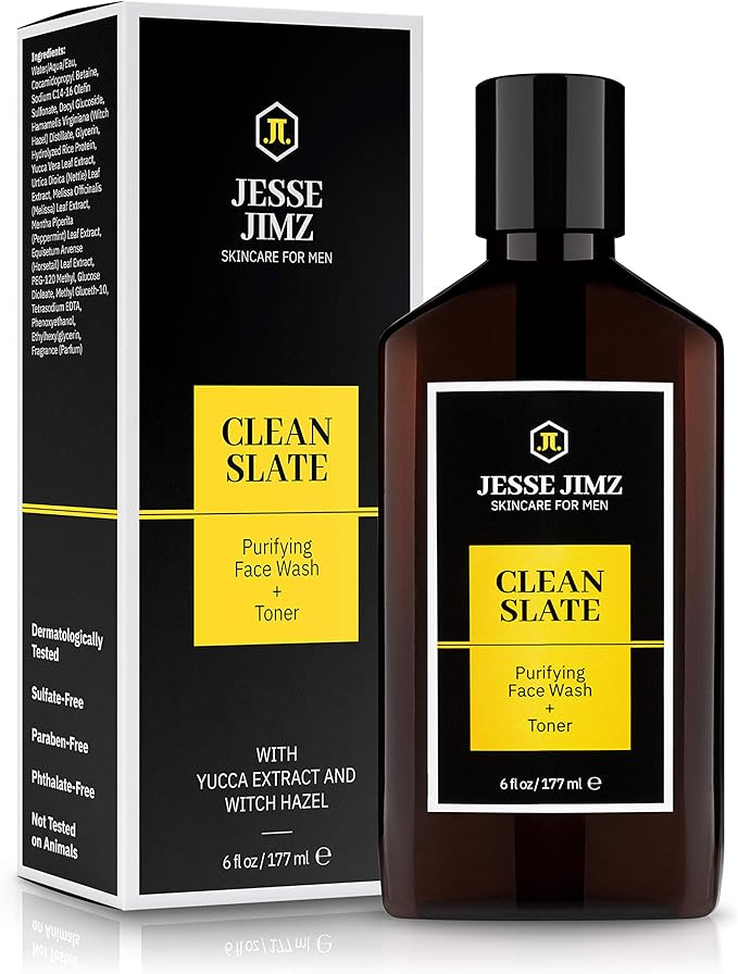 Clean Slate Purifying Face Wash and Toner for Men - Deep Cleans Skin and Tightens Pores Without Overdrying