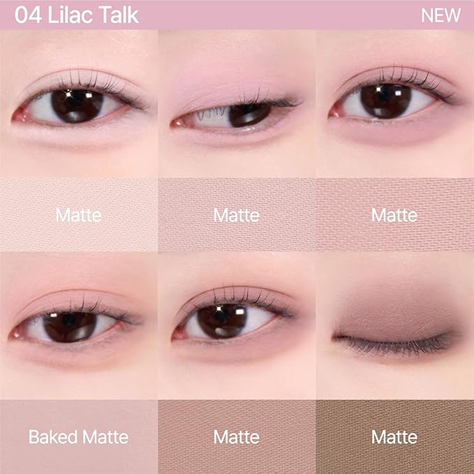 CLIO Muse Master Eyeshadow Palette, Korean Eyeshadow Palette, Soft Lilac Mauve 6-Color Eye Makeup with Matte Satin Shimmer, Blendable Baked Cream Powder Formula (04 LILAC TALK)