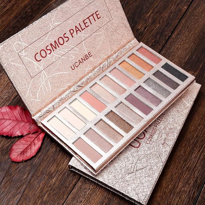 UCANBE 20 Colors Nude Eyeshadow Palette, High Pigmented Shimmer Matte Metallic Eye Shadow Pallets, Long Lasting Blendable Neutral Smokey Warm Bronze Eye Makeup