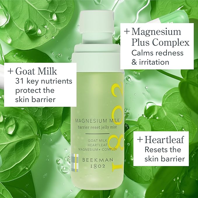 Beekman 1802 Reset & Tone Bundle - Magnesium Milk Barrier Reset Jelly Mist (2oz) and Milk Shake Face Mist Hyaluronic Acid Toner (2oz)