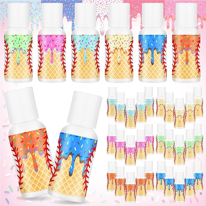 Demissle 24 Pcs Ice Cream Baseball Gifts Mini Sunscreen Bulk SPF 30 Travel Size Sunscreen Ice Cream Dripping Party Favors for Baseball Birthday Sports Team Summer Gifts, 1 Fl. oz