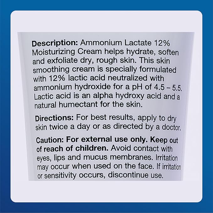 Major Ammonium Lactate 12% Moisturizing Cream - Lactic Acid Cream - Helps Hydrate, Soften, and Exfoliate Rough, Dry Skin - Fragrance-Free - 4.9 Oz. (2 Pack)