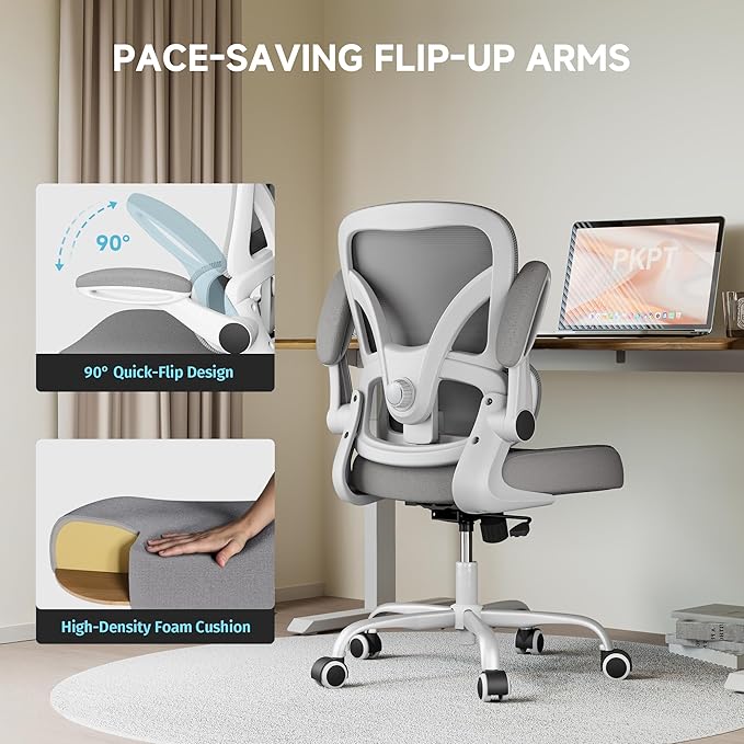 Mesh Office Chair, 330LBS Ergonomic Comfy Desk Chair with Adjustable Lumbar Support, Executive Computer Chairs for Home Office, White
