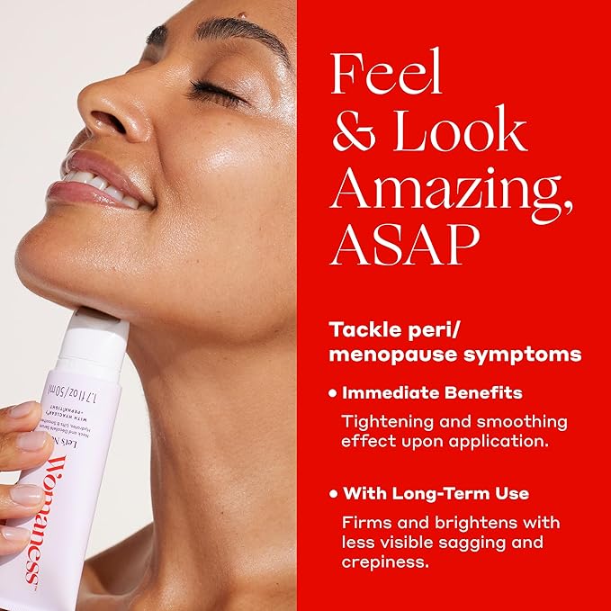 Womaness Let’s Neck Serum for Neck Tightening and Lifting - Firming and Tightening Neck Cream with Cooling Roller Applicator - Hydrating Neck Serum to Smooth Wrinkles and Sagging Skin for Women - 50ml