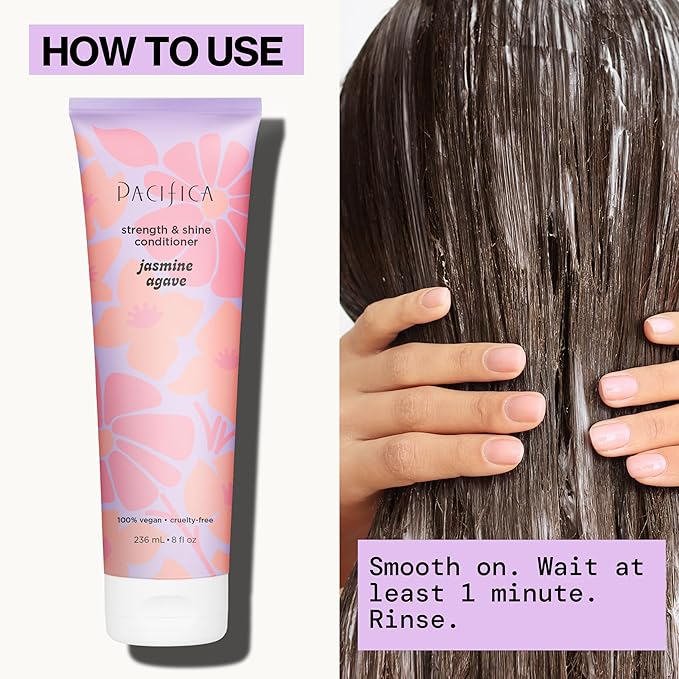Pacifica Jasmine Agave Strength & Shine Conditioner – Repair Treatment for Dry, Damaged & Bleached Hair, Strengthens & Restores Shine, Clean Beauty, Vegan Cruelty-Free Dermatologist Tested