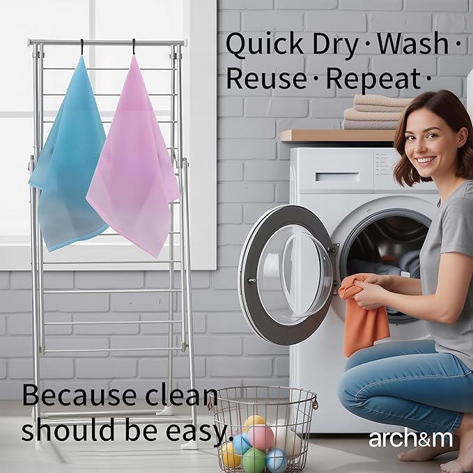ARCH&M Exfoliating Washcloth Body Scrubber Back Scrubber for Shower Japanese Beauty Washcloth Bath Wash Cloth Korean Exfoliation Luffah Towel Net Sponge Loofah Body Scrub 3 Pack