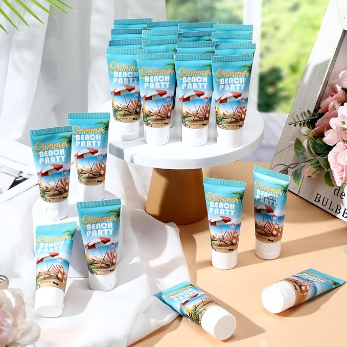 48 Pcs Mini Sunscreen Bulk for Summer Party Wedding SPF 30 Water Resistant Sunscreen Lotion Bulk 1oz Travel Size for Thank You Gifts Wedding Party Supplies (Beach)