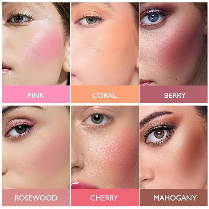 KYDA Powder Blush, Radiant Glow Face Blush, Buildable Matte Cheeks Color, Ultra-fine Lightweight Powder Blusher, Lasting Moisturizing, Mahogany
