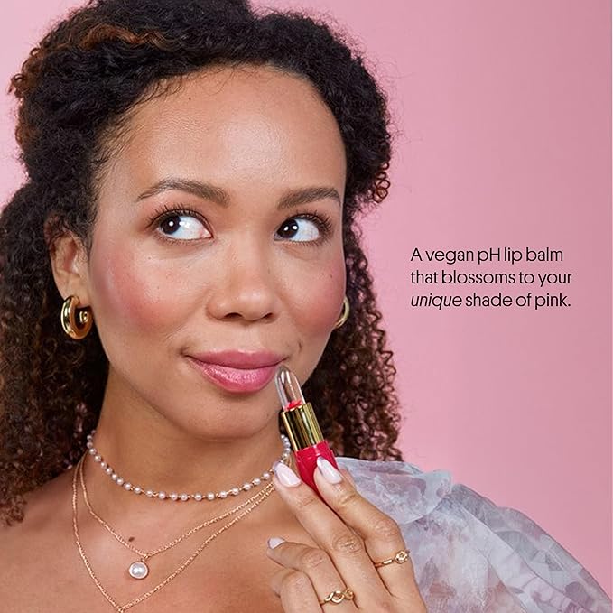 Winky Lux Flower Balm, pH Lip Balm, Color Changing Lipstick and Tinted, Vegan & Cruelty Free Lip Balm, Hydrate & Plump, Sheer Pink Lipstick, Blue Flower with Vanilla Scent