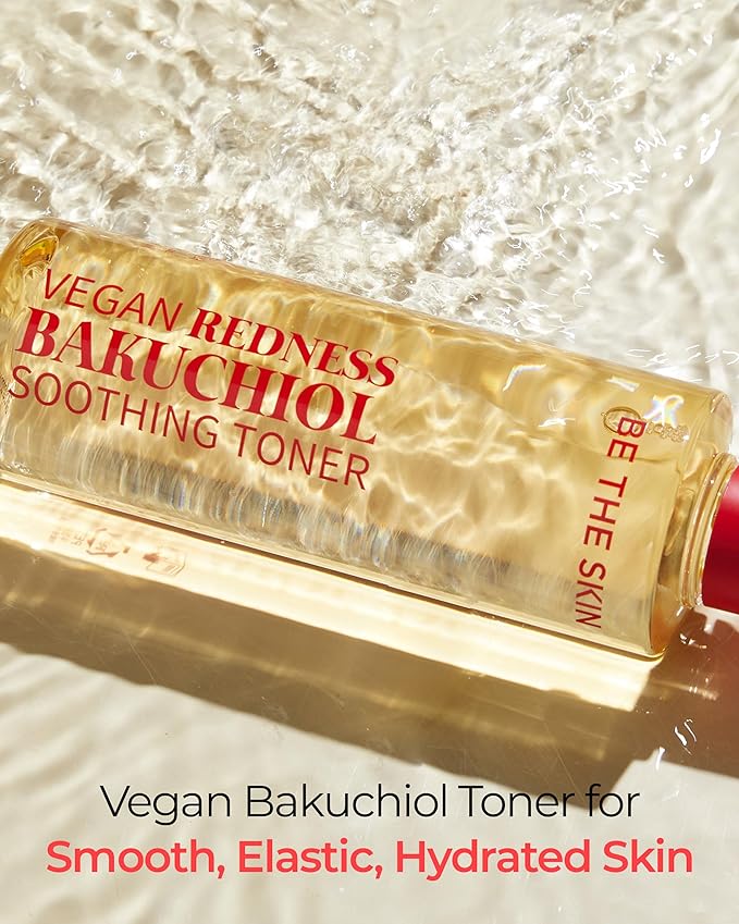 BE THE SKIN Vegan Redness Bakuchiol Soothing Toner - Ectoin + 7-Type Hyaluronic Acid, pH 5.5, Helps Calm Look of Redness & Support Skin Barrier, Alcohol-Free | Korean Face Toner 8.45 fl oz
