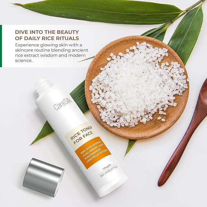 Rice Toner for Face, 82% Rice Extract with Hyalyronic Acid, Niacinamide and Centella Extract - Hydrating for Dry, Dull, Combination Skin, Vegan, Fragrance Free, Glass Skin