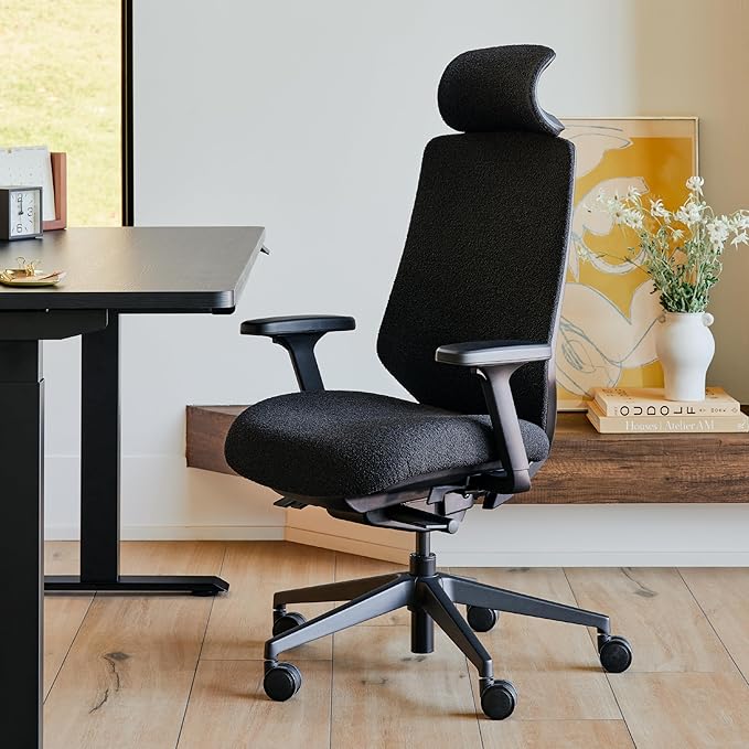 Branch Adjustable Ergonomic PRO Headrest Attachment - Only Compatible Ergonomic Chair PRO - Experience Optimal Comfort and Support - Ivory Boucle