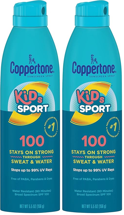 Coppertone SPORT KIDS Sunscreen Continuous Spray SPF 100 (5.5 Ounce) (Packaging may vary) (Pack of 2)