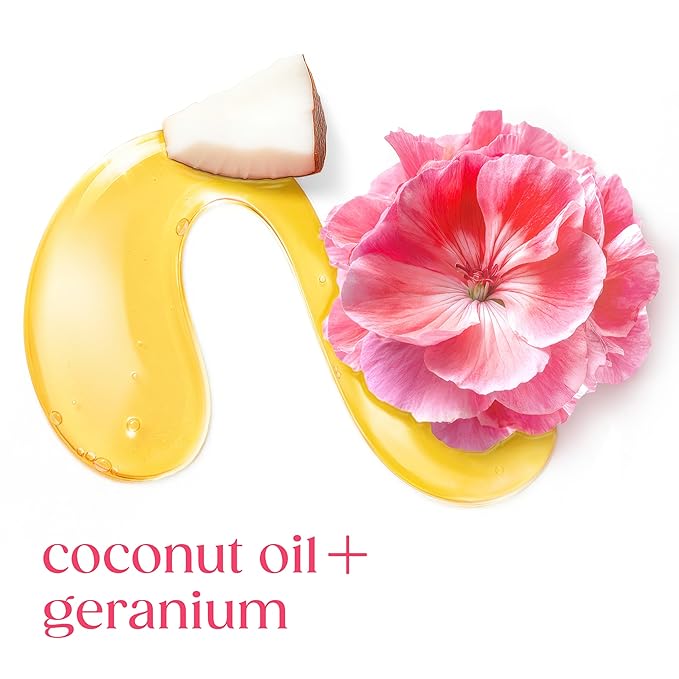 Dove Serum+ Shower Oil Body Wash with Coconut & Geranium Oil, Dewy Hydrating Cleanser for Soft Skin, 15.3 fl oz