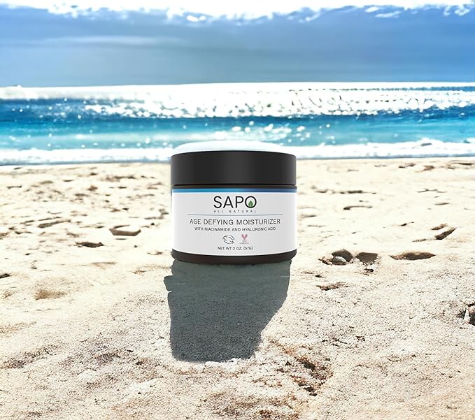 Sapo All Natural Face Cream, Skin Barrier Support Daily Moisturizer with Hyaluronic Acid, Niacinamide, Peptides, Day or Night, 2 oz