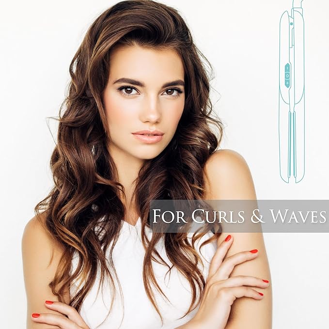 Heysam Professional Hair Iron, Wide Flat Iron Hair Straightener and Curler 2 in 1, Portable Dual Voltage Straightening Ceramic Flat Iron 1.6-Inch for Thick Hair, 30S Fast Heating, LCD Display