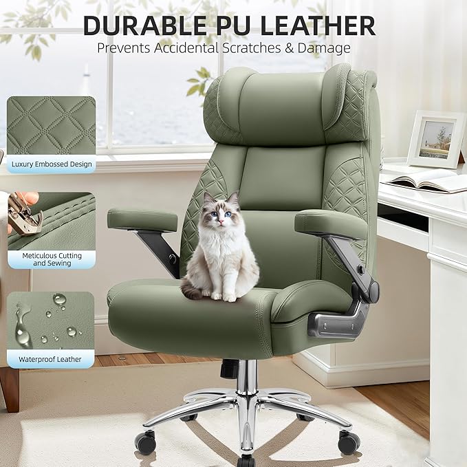 Big and Tall Office Chair, Desk Computer Chair for Heavy People, Oversized Executive Gaming Chair, Extra Wide 500LBS Ergonomic Comfy Office Chair with Adjustable Lumbar Support & 5D Flip Arms
