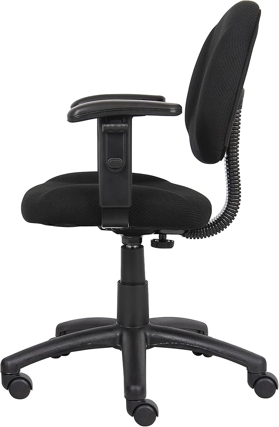 Boss Office Products B316-BK Perfect Posture Delux Fabric Task Chair with Adjustable Arms in Black, Low-Back