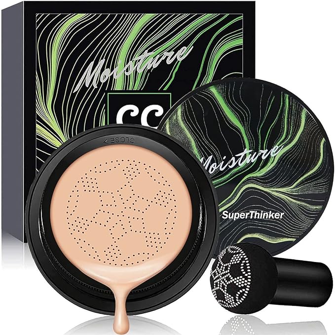 Air Cushion CC Cream Foundation Makeup, BB Cream Makeup, Color Correcting CC Cream, Tattoo Cover Up Makeup, Natural Full Coverage Foundation, Moisturizing Concealer Brighten,Even Skin Tone (Nude)