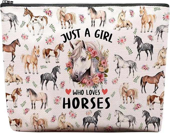 Horse Makeup Bag, Horse Gifts For Women, Horses Makeup Pouch, Horses Travel Toiletry Bag With Zipper, Birthday Anniversary Christmas Gifts For Mom Sister, Travel Toiletry Bag
