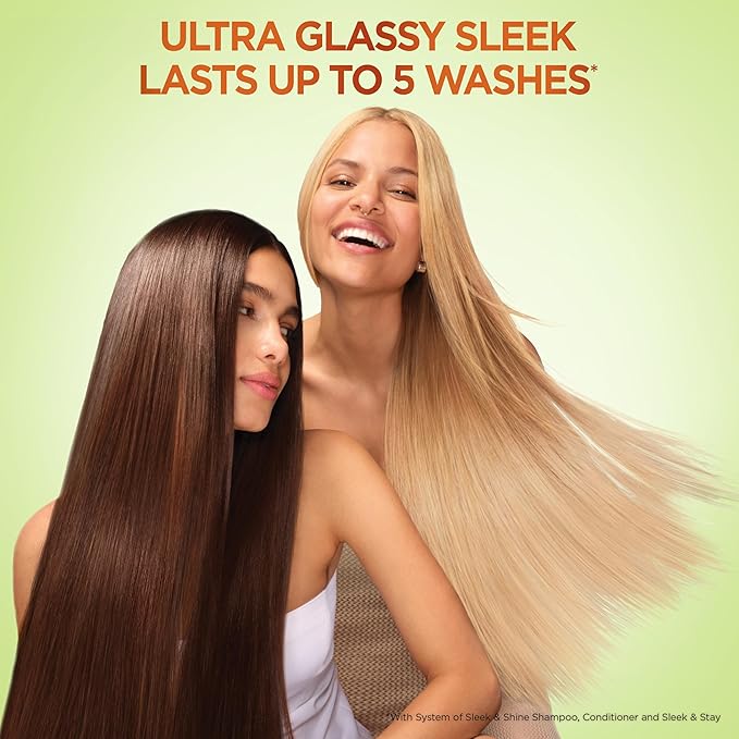 Garnier Fructis Sleek & Shine Conditioner, Smoothing Conditioner for Frizzy, Dry Hair with Argan Oil and Vegan Keratin, 33.8 Fl Oz (Packaging May Vary) (Pack of 2)