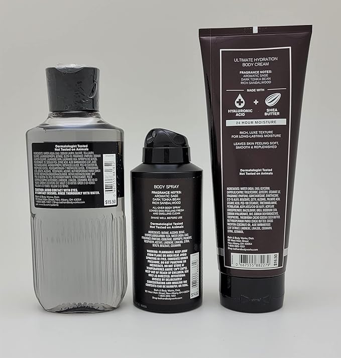 Black Tie For Men - 3 pc Bundle - 3-in-1 Hair, Face & Body Wash, Deodorizing Spray and Hydration Body Cream