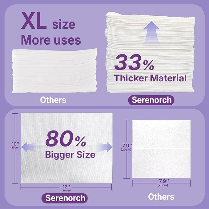 Disposable Face Towels XL 50 Count, Pearl Texture Facial Tissues for Deep Cleansing, Ultra Thick Makeup Remover Dry Wipes, Lint Free Cotton Tissue for Sensitive Skin