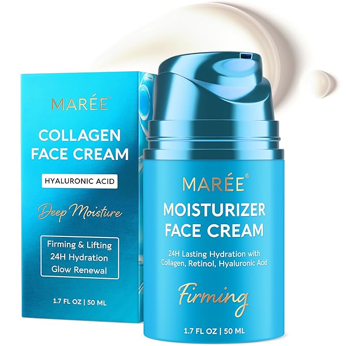 MAREE Face Moisturizer – Firming & Lifting Face Cream for Women with Collagen, Retinol & Hyaluronic Acid – Day & Night Anti-Aging Facial Wrinkle DD Cream Moisturizer for Dry Skin – Crema Para la Cara