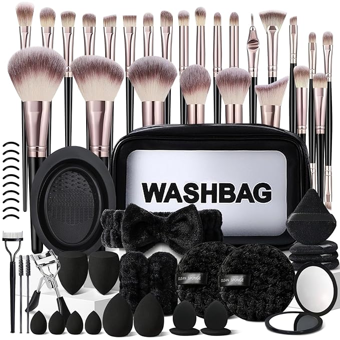 KUORYZAL Black Makeup Brushes Set Professional 63Pcs with Case Premium Synthetic for Foundation Concealer Blush Eyeshadow Powder Contour Makeup Brush Kit Face Eye Make up Brushes & Tools