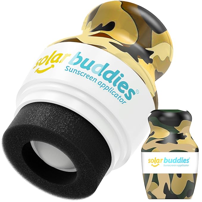 Solar Buddies Sunscreen Applicator - Camo Single - Refillable Roll on Sponge Sunscreen, Suncream & Lotion Applicator For Kids, Adults & Families - Holds 3.4fl oz, Perfect Size for Travel