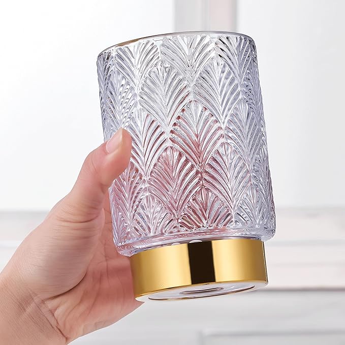 Makeup Brush Holder Organizer,Toothbrush Holders,Desk Pen Pencil Holder,Multifunctional Vintage Glass Brush Cup（A42-9-US）