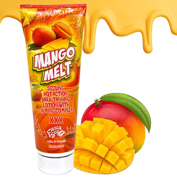 Mango Melt Sizzling Hot Action Dark Tanning Lotion, 8 fl oz, For Indoor or Outdoor Sunning