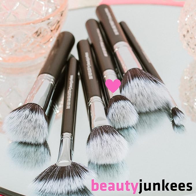 Beauty Junkees Small Stippling Brush Makeup - Duo Fiber Stipple Brush for Foundation Brush for Liquid Makeup, Blending Brush