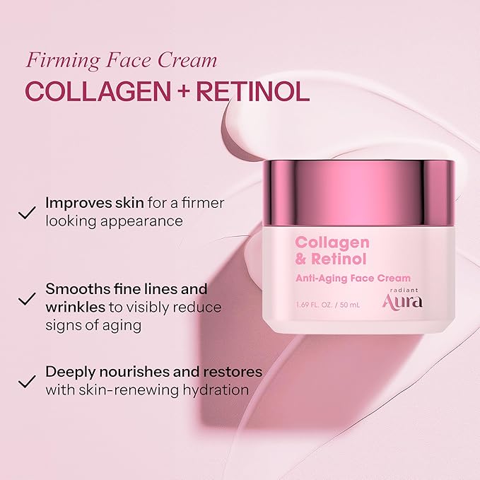 Collagen & Retinol Face Cream – Dermatologist Tested, Anti Aging, Korean Skin Care – Firming, Anti Wrinkle, Hydrating Moisturizer, Pore Care – Vegan, Clean Beauty – Pack of 2