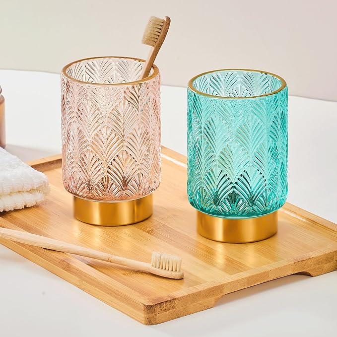 Makeup Brush Holder Organizer,Toothbrush Holders,Desk Pen Pencil Holder,Multifunctional Vintage Glass Brush Cup（A42-10-US）