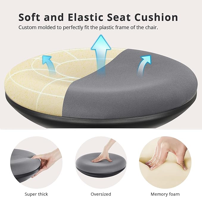 IWMH Standing Desk Stool, Ergonomic Adjustable Height Office Chair, Round 360° Swivel Sit Perching Stool Without Backrest for Bedroom, Kitchen, Living Room (Grey*2)