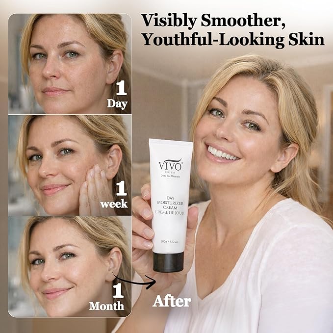 Vivo Per Lei Dead Sea Day Cream - Face Moisturizer for Women - Moisturizing, Hydrating, Non Greasy - 3.4 Fl. Oz. - Pack of 4