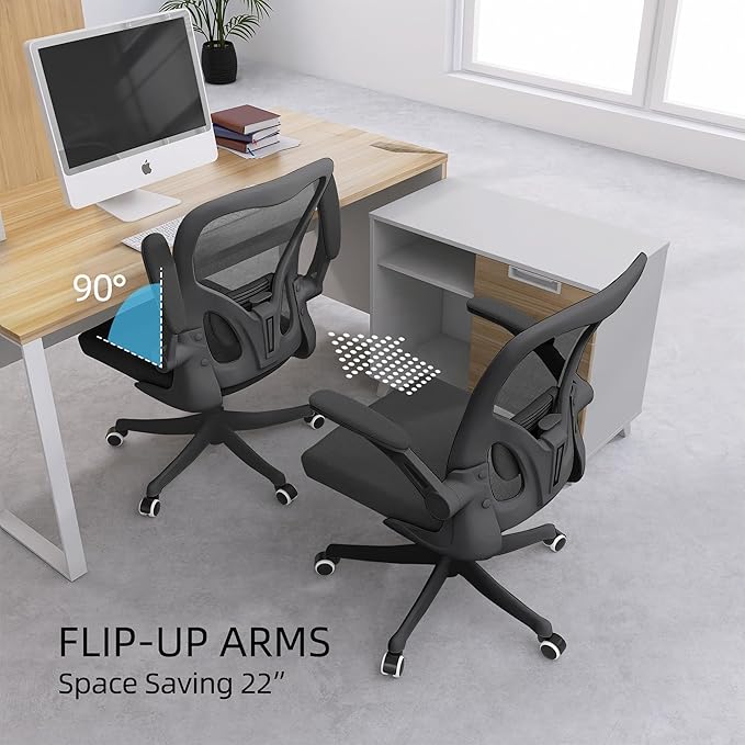 Ergonomic Office Chair Desk Chair - Mesh Computer Chair with 360° Swivel Wheels, Adjustable 90-130° Recline & Lumbar Support for Home Office, Supports up to 300lbs (07Black)