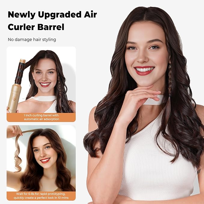 5 in ONE Blow Dryer Brush, Curling Wand Hair Styling Tools Set, Ionic Hot Air Hair Dryer, Massage Oval Hair Dryer, Left&Right Hair Curlers 100-120V