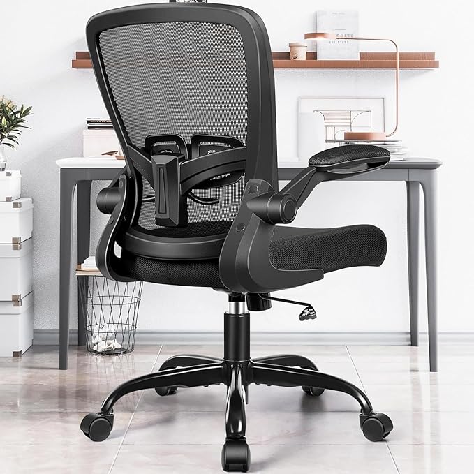 FelixKing Office Chair, Ergonomic Desk Chair with Adjustable Height and Lumbar Support Swivel Lumbar Support Desk Computer Chair with Flip up Armrests for Conference Room (Black),Pack of 10